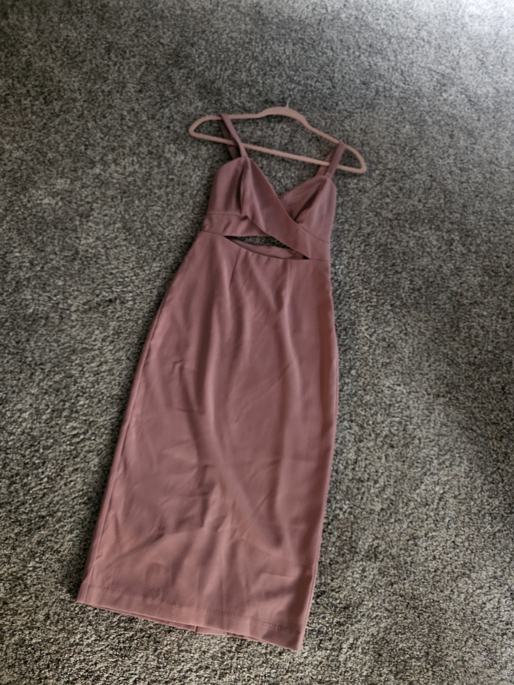 Express Dusty Rose Midi Dress with Front Cutout